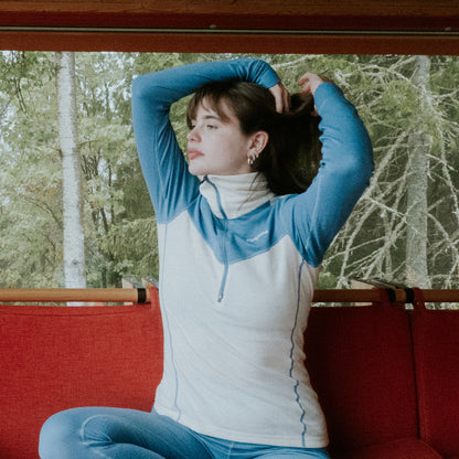 Bergans Inner:Dual Merino Half Zip Women Vanilla White/Elemental Blue