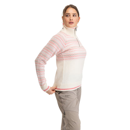 Bergans Alvdal Wool W Half Zip Vanilla White / Cherry Blossom