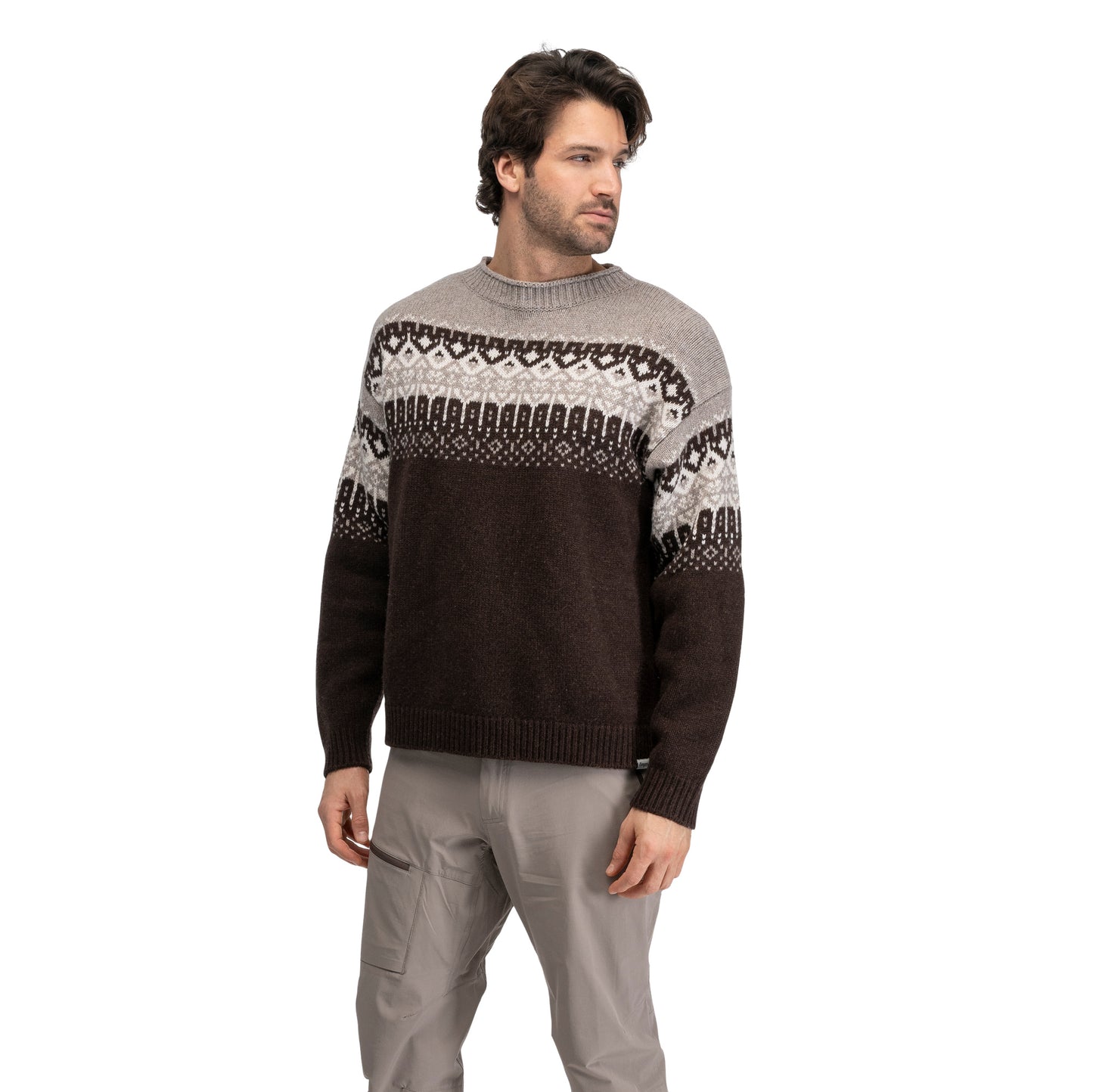 Bergans Steiro Knitted Wool Jumper Dark Chocolate / Creme