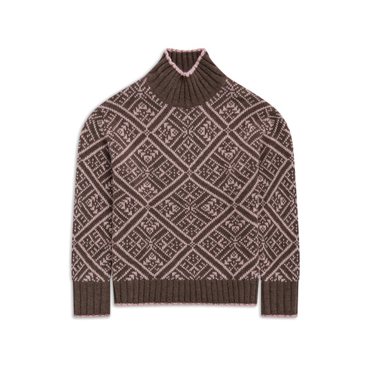 Bergans Vega Knitted Wool Jumper Women Hot Cocoa / Faded Pink
