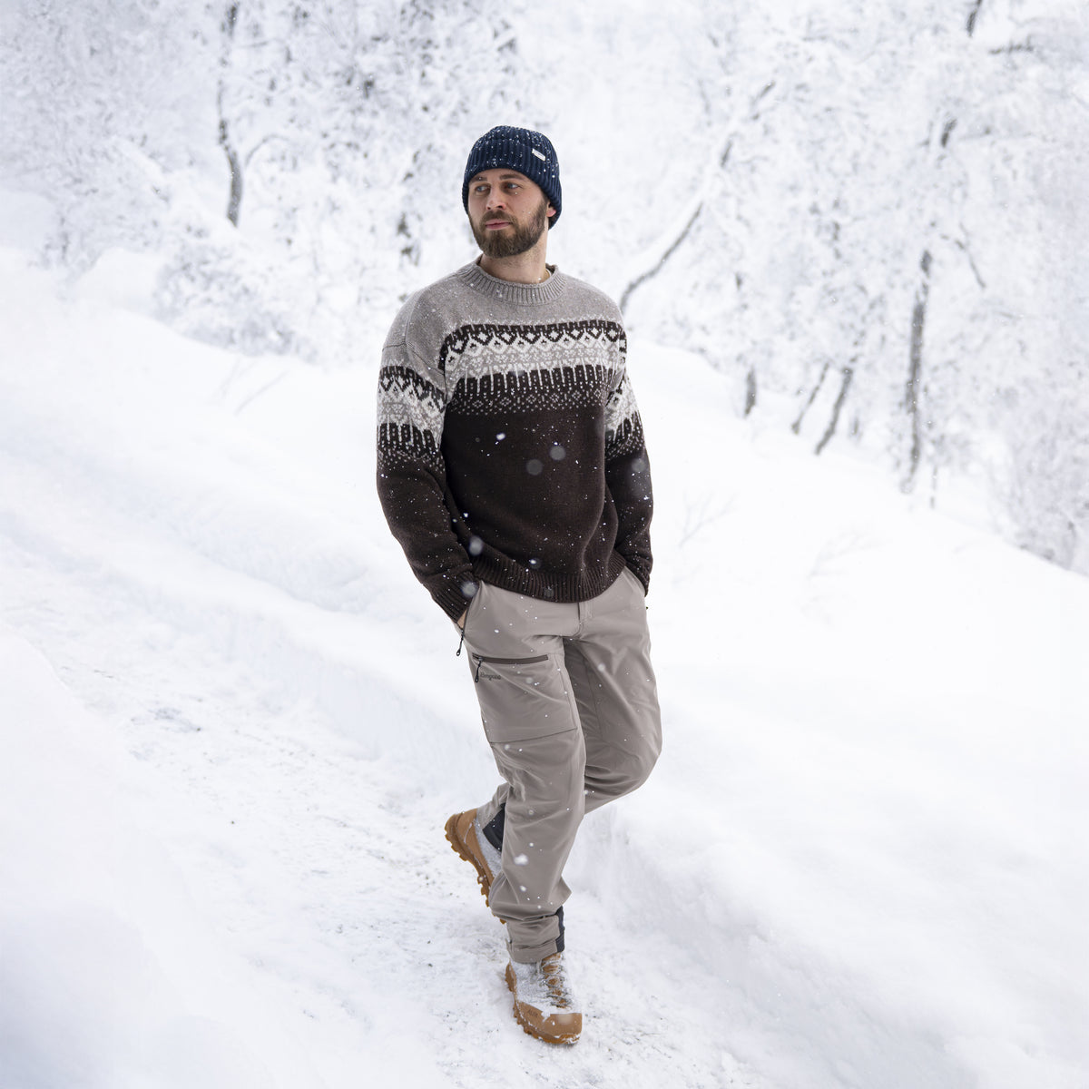 Bergans Steiro Knitted Wool Jumper Dark Chocolate / Creme