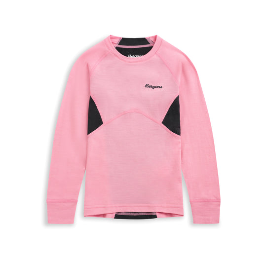 Bergans Inner:Pure Merino Kids Long Sleeve Light Ruby/Dark Shadow Grey