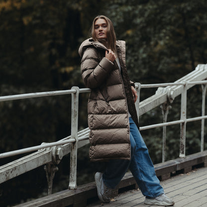 Bergans Urban Down Long Coat Women Rock Taupe