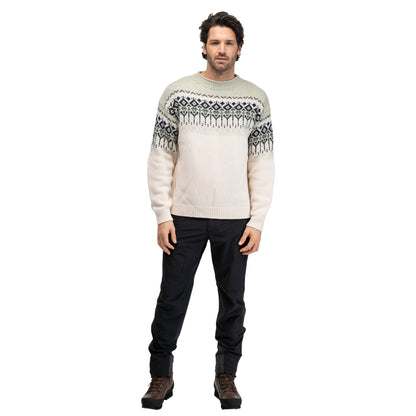 Bergans Steiro Knitted Wool Jumper Creme / Green Mud
