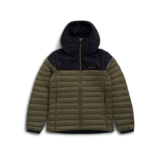 Bergans Lom Light Down Hood Jacket Men Green Mud / Dark Shadow Grey