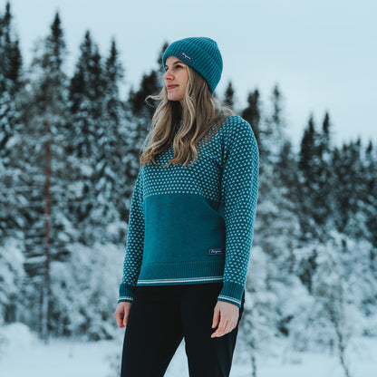 Bergans Alvdal Wool Jumper Women Grey Sage / Vanilla White