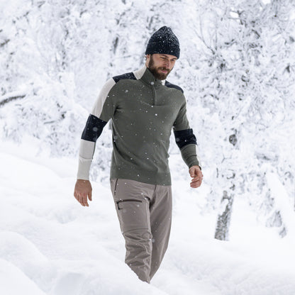 Bergans Lyderhorn Wool Half Zip Men Green Mud / Dark Shadow Grey