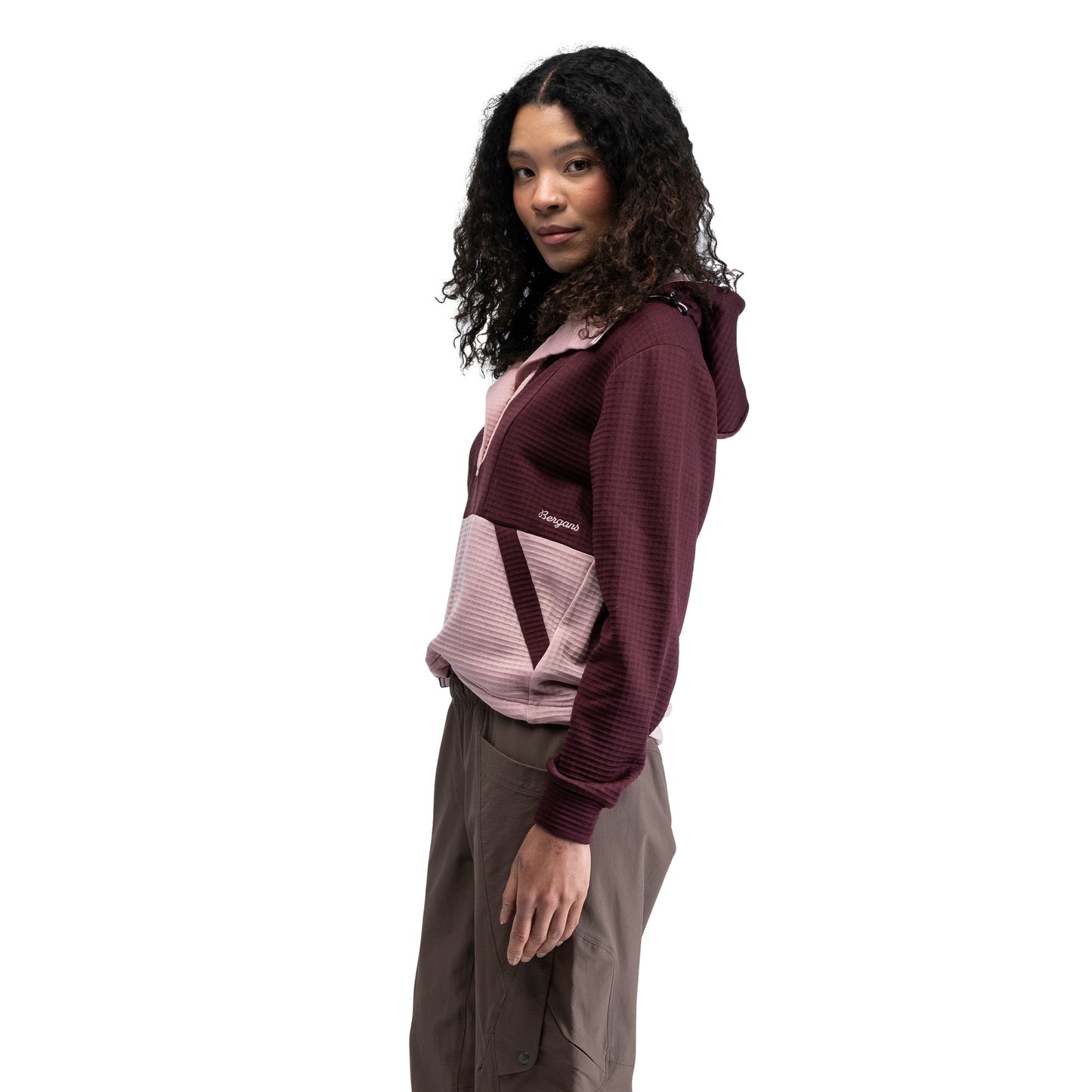 Bergans Vega Wool Hoodie Women Merlot / Faded Pink