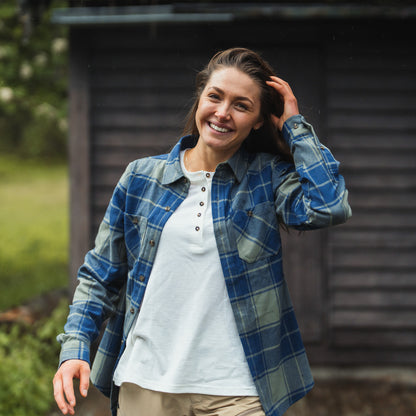 Bergans Nordmarka Flannel Shirt Women Green Mud/Navy Blue Check