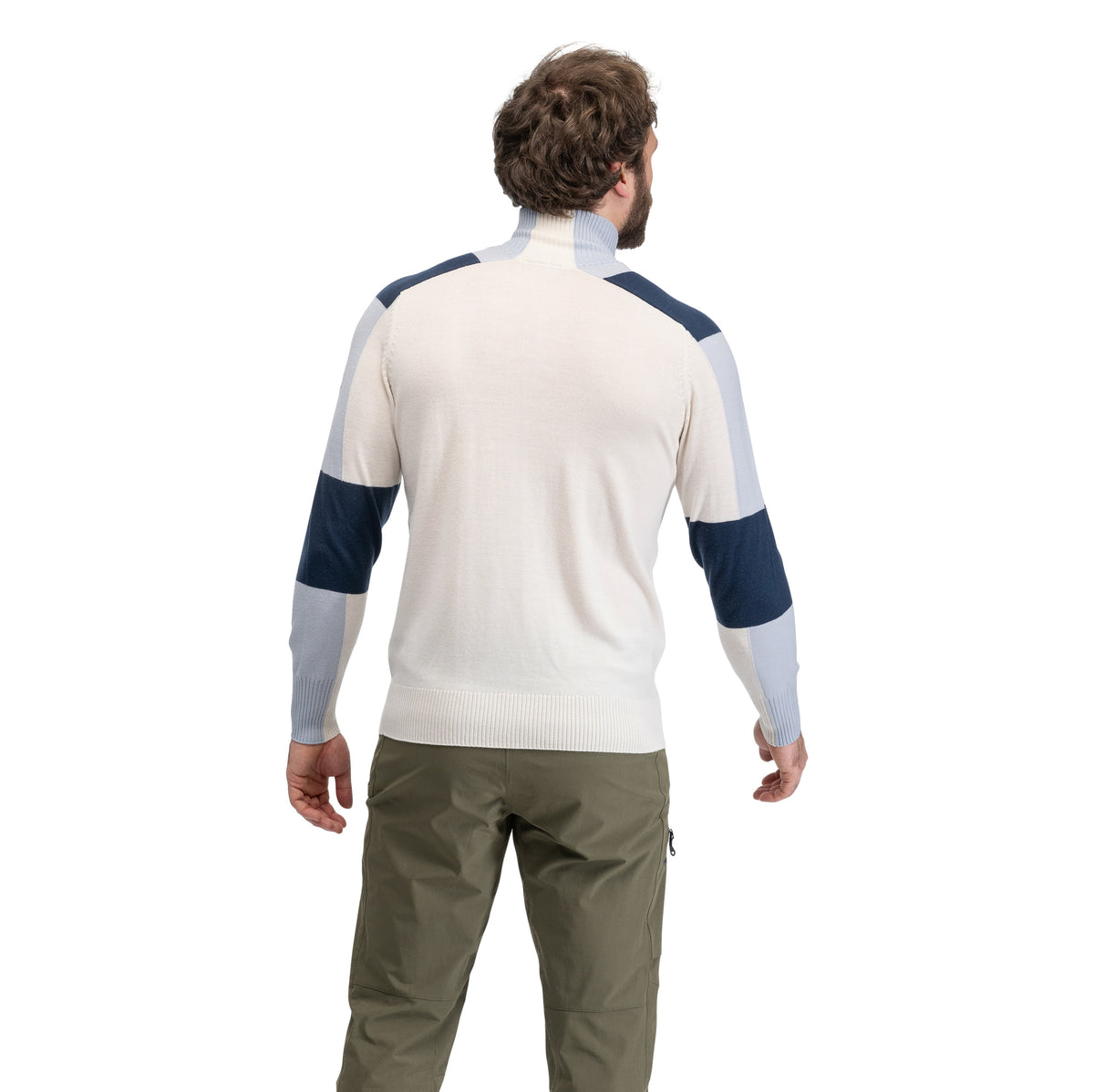 Bergans Lyderhorn Wool Half Zip Men Creme / Navy Blue