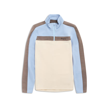 Bergans Uldal Wool Half Zip Women Creme / Light Dusty Blue