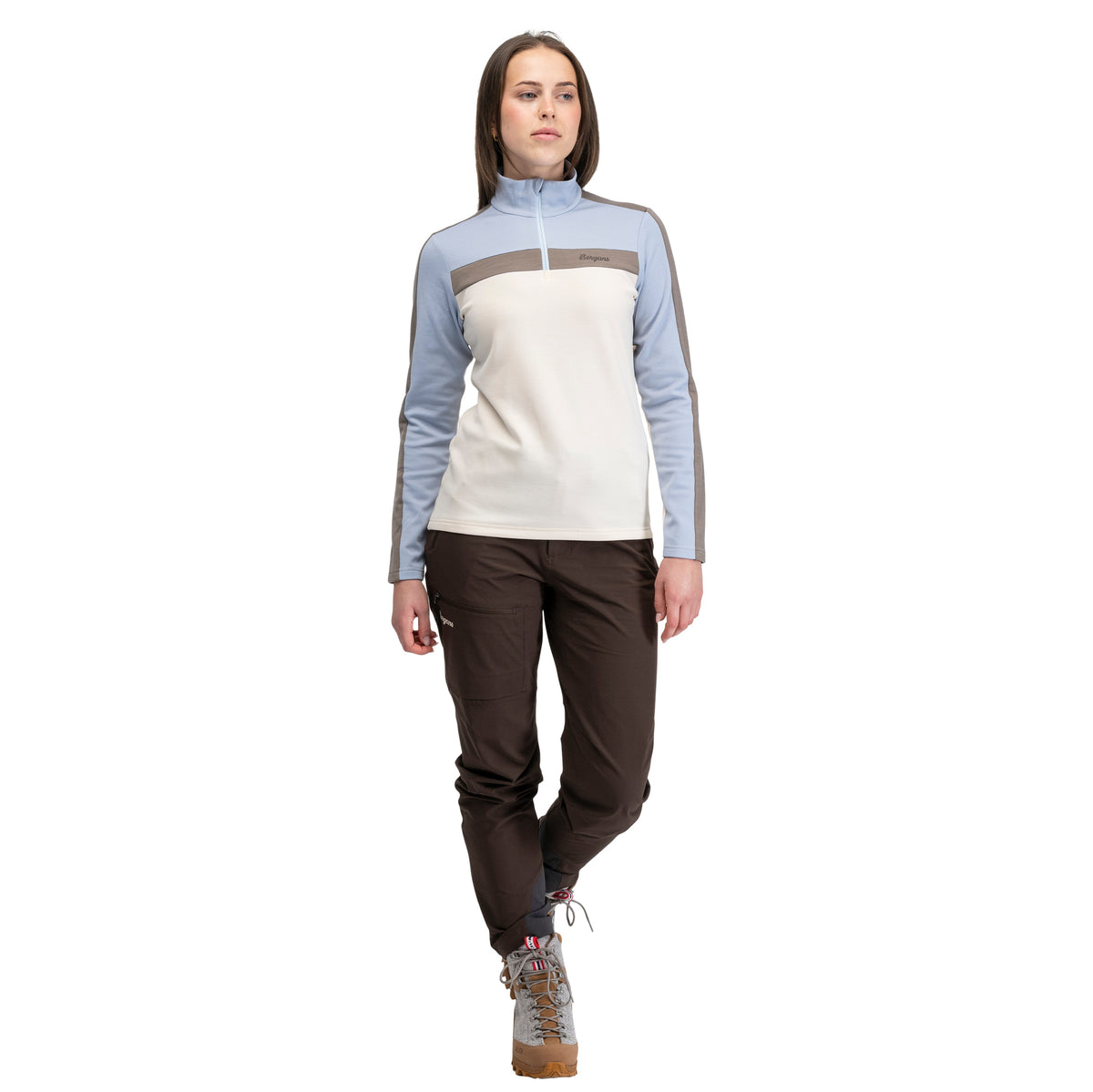 Bergans Uldal Wool Half Zip Women Creme / Light Dusty Blue
