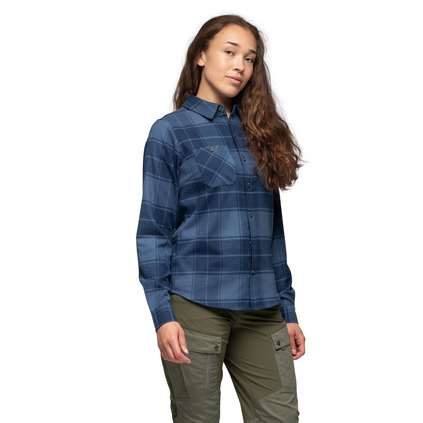 Bergans Nordmarka Flannel Shirt Women Granite Blue/Navy Blue Check