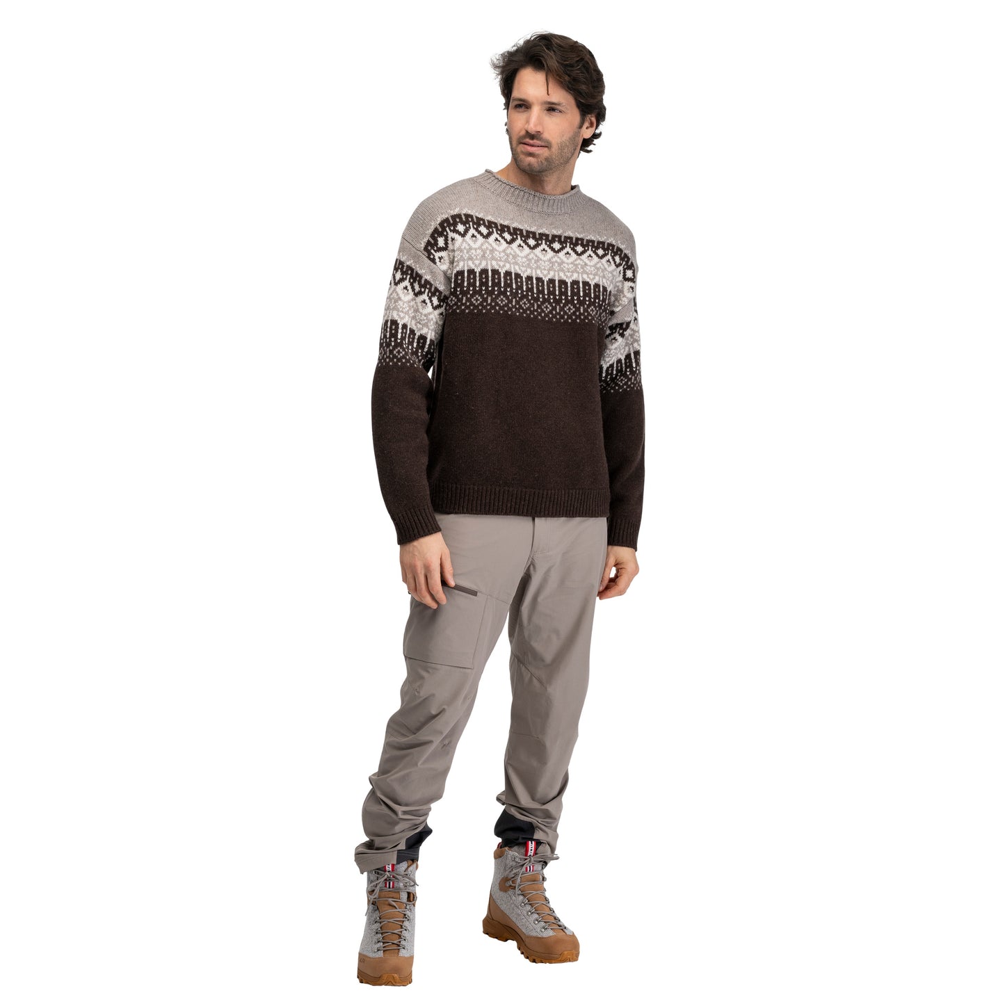 Bergans Steiro Knitted Wool Jumper Dark Chocolate / Creme