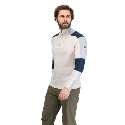Bergans Lyderhorn Wool Half Zip Men Creme / Navy Blue