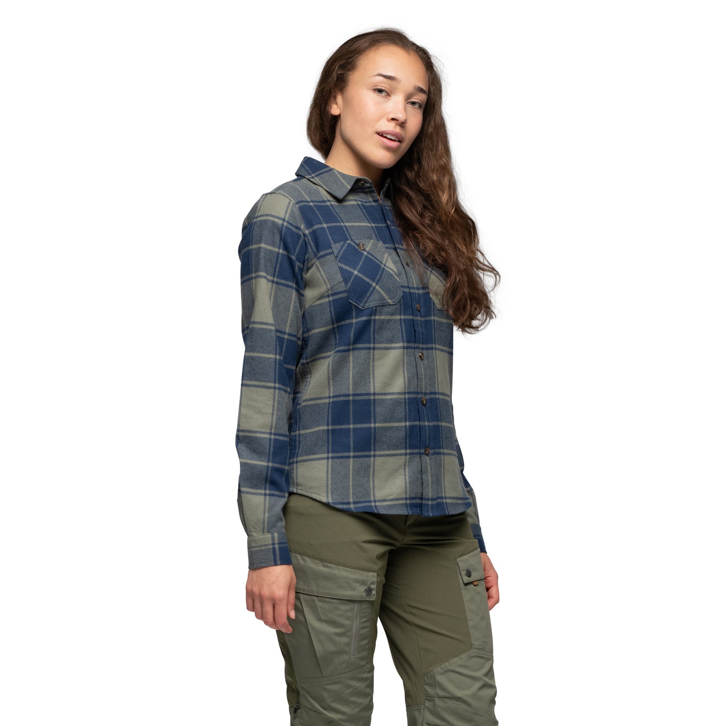 Bergans Nordmarka Flannel Shirt Women Green Mud/Navy Blue Check