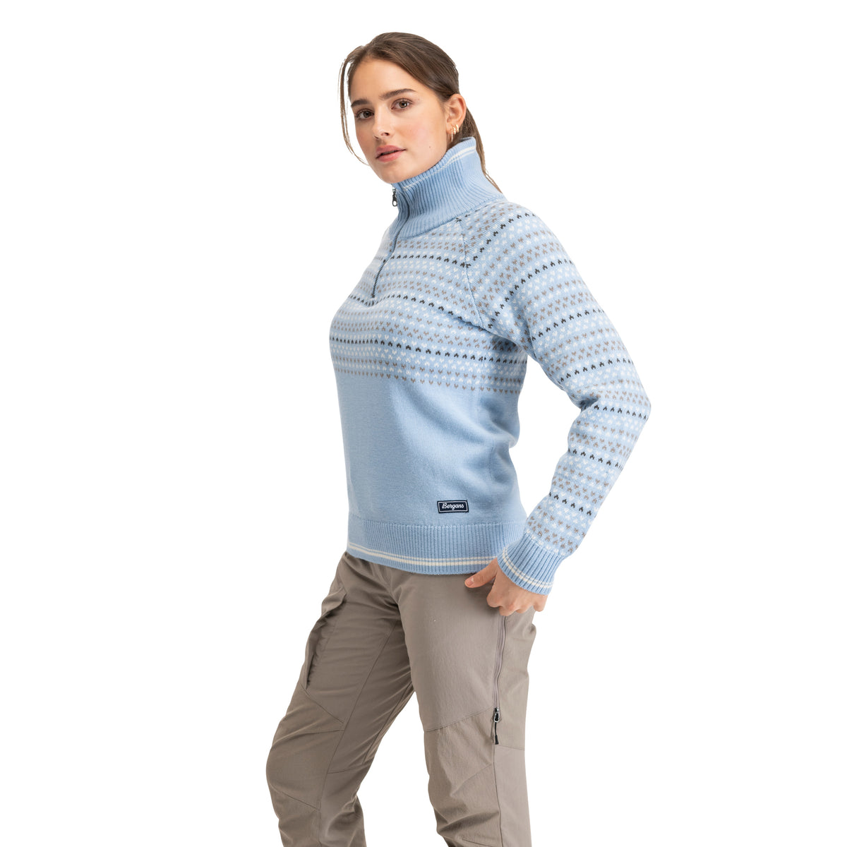 Bergans Alvdal Wool W Half Zip Cool Blue / Vanilla White