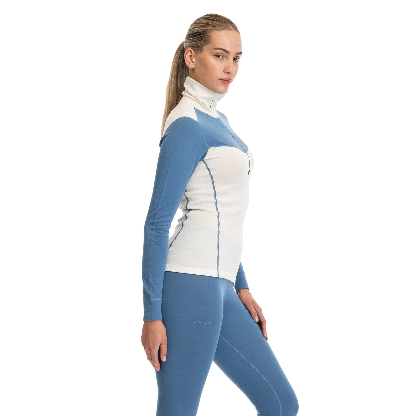 Bergans Inner:Dual Merino Half Zip Women Vanilla White/Elemental Blue