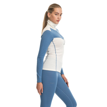 Bergans Inner:Dual Merino Half Zip Women Vanilla White/Elemental Blue