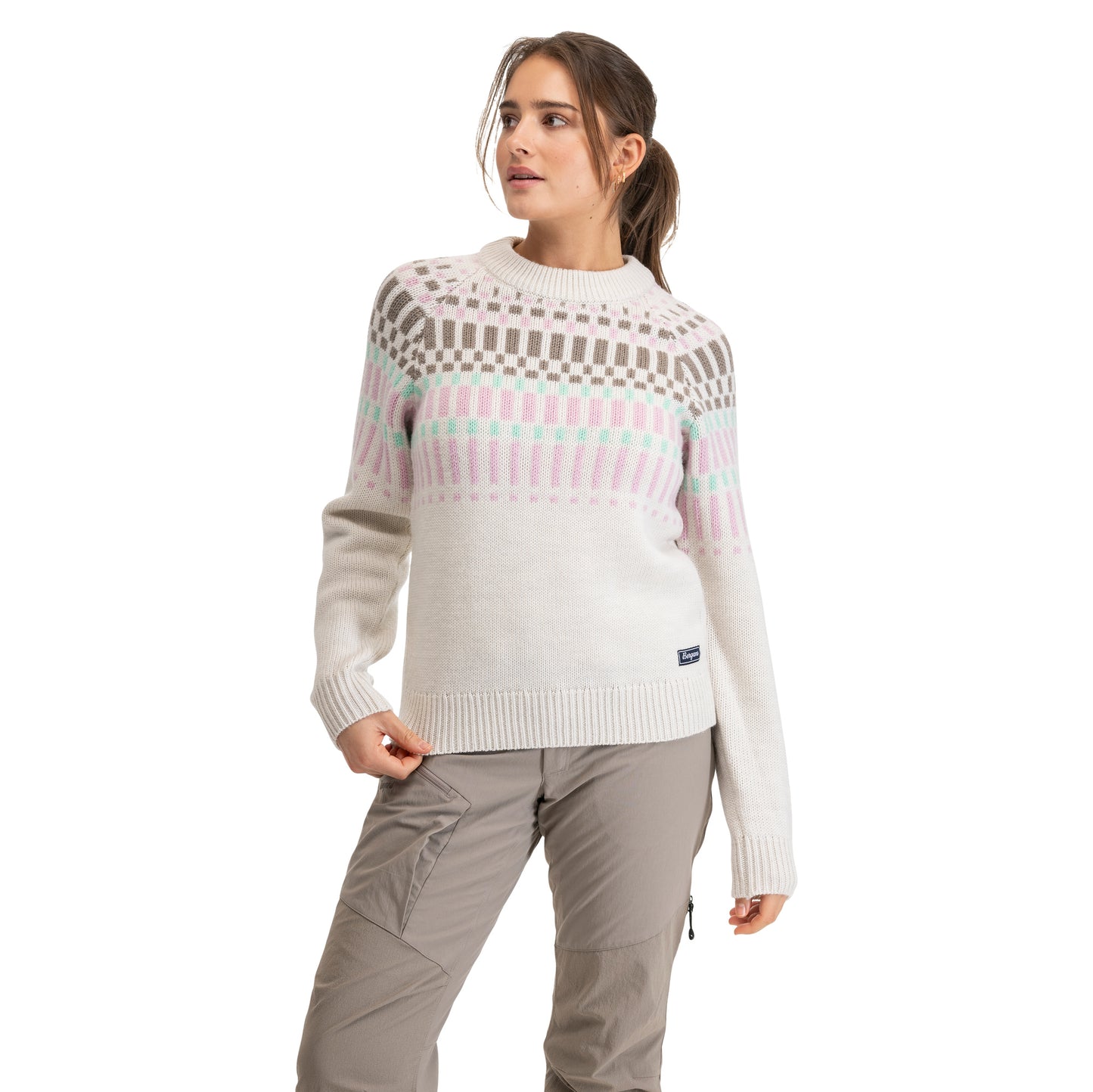 Bergans Nordmarka Merino Jumper Women Vanilla White / Cool Mint