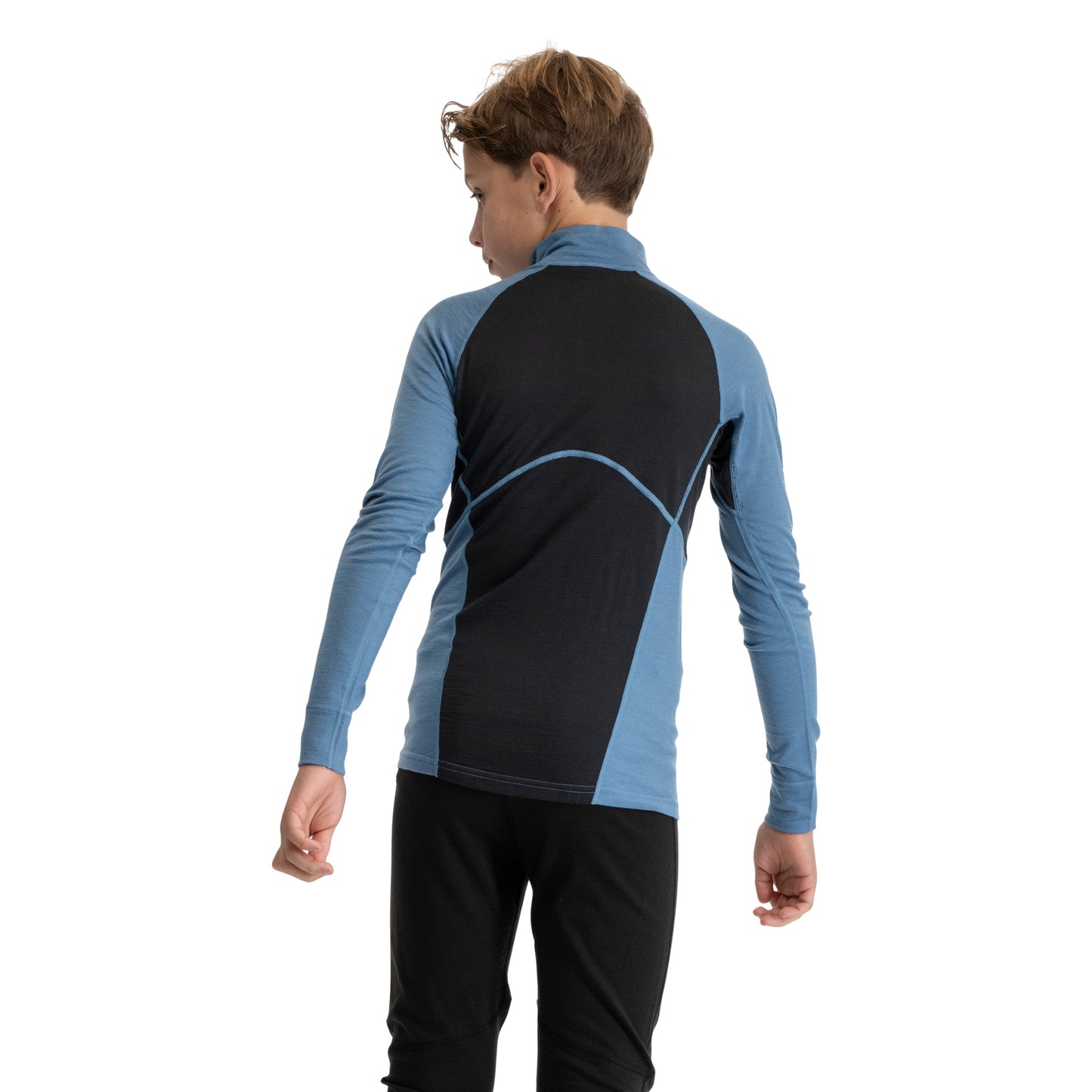 Bergans Inner:Pure Merino Youth Half Zip Elemental Blue/Dark Shadow Grey