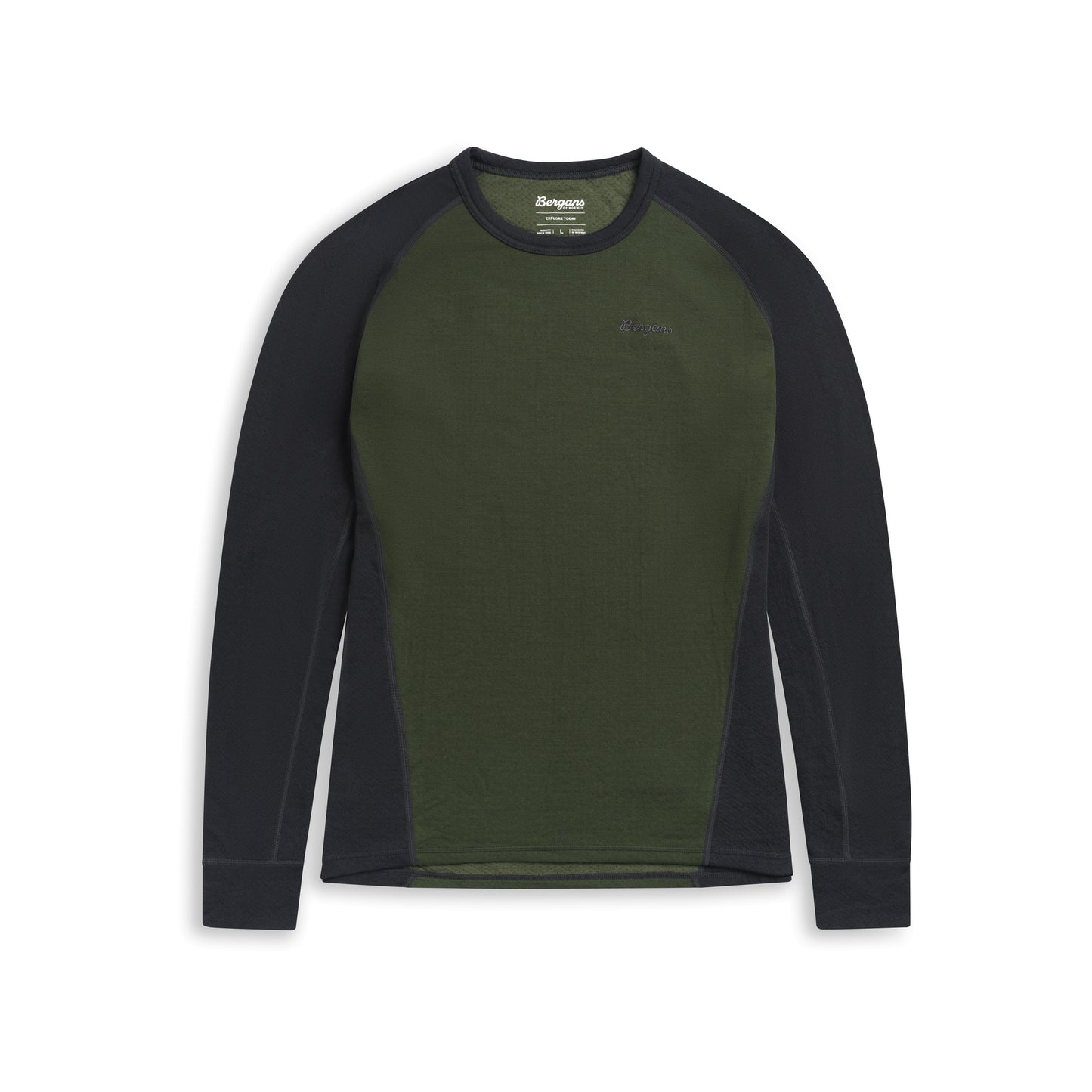 Bergans Inner: Dual Merino Long Sleeve Men Pine Forest / Dark Shadow Grey