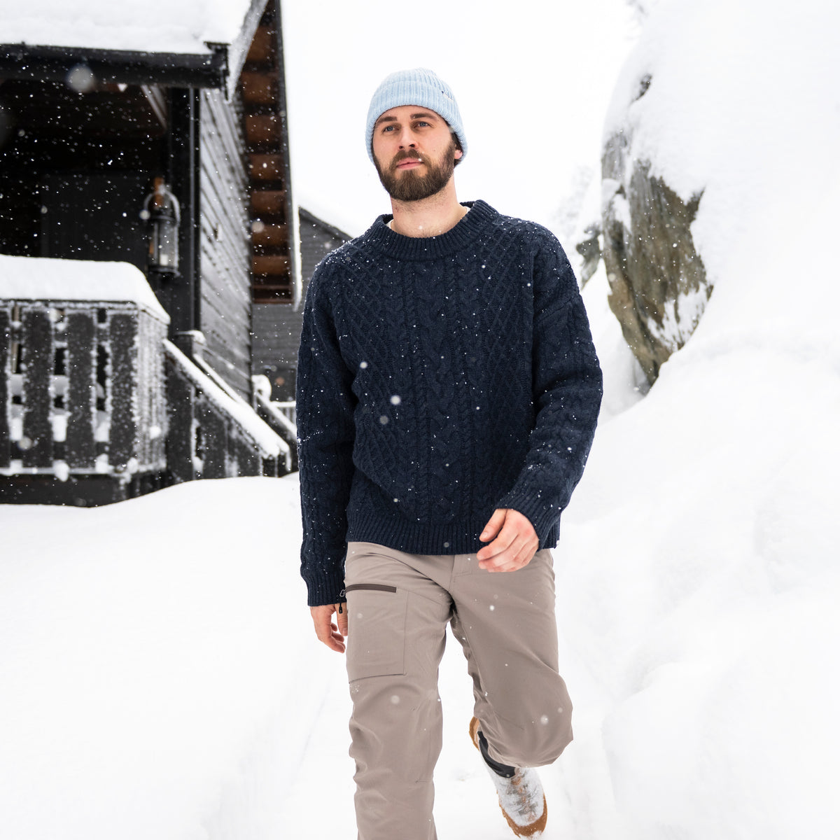 Bergans Lofoten Knitted Wool Jumper Men Dark Navy