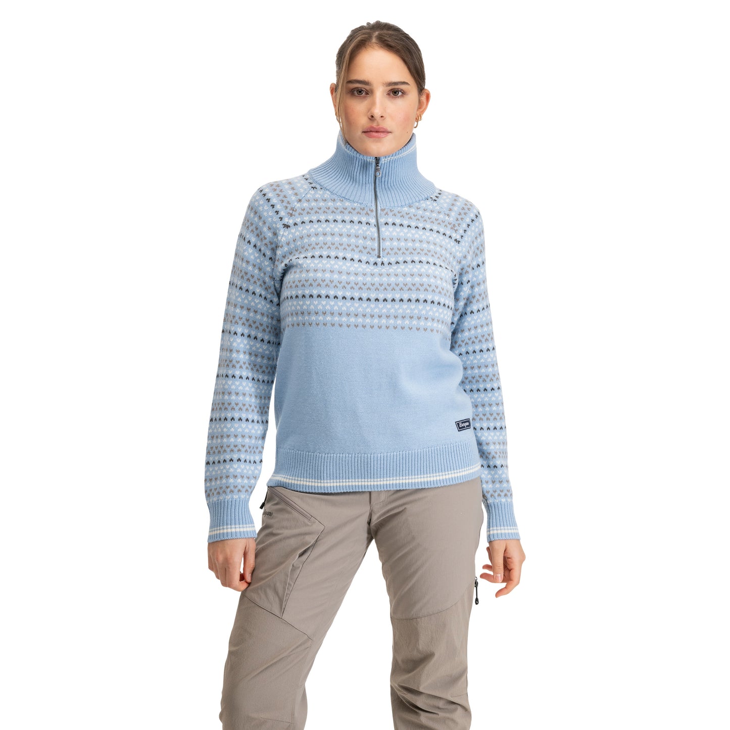 Bergans Alvdal Wool W Half Zip Cool Blue / Vanilla White