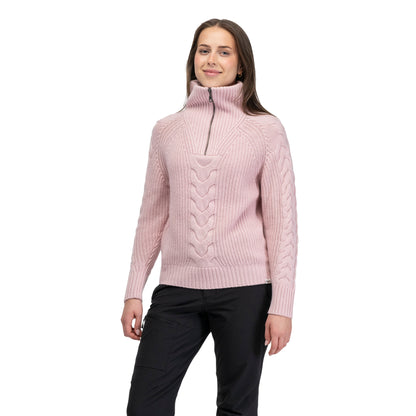 Bergans Milde Knitted Wool Half Zip Women Faded Pink