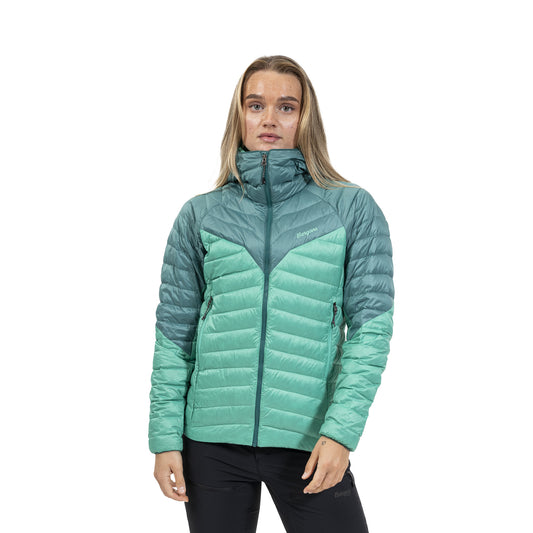 Bergans Tind Light Down Jacket Hood Women Light Malachite Green/Malachite Green