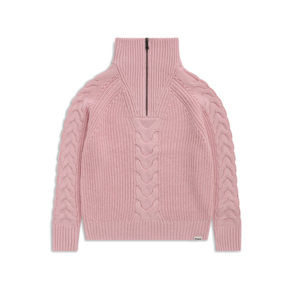 Bergans Milde Knitted Wool Half Zip Women Faded Pink