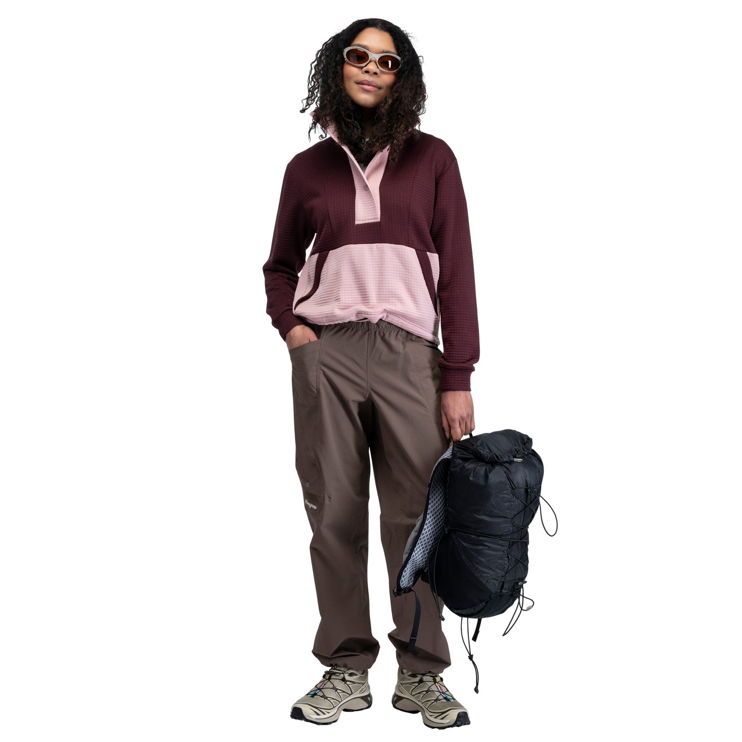 Bergans Vega Wool Hoodie Women Merlot / Faded Pink