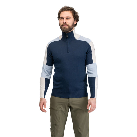 Bergans Lyderhorn Wool Half Zip Men Navy Blue / Light Dusty Blue