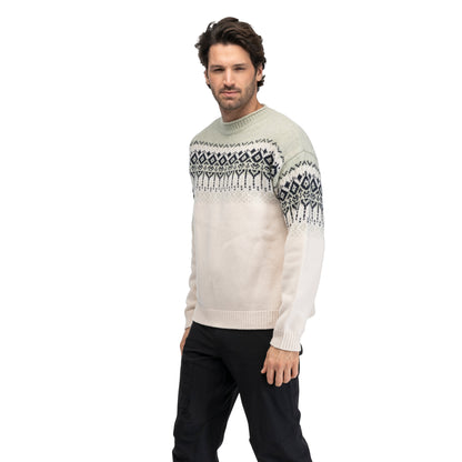 Bergans Steiro Knitted Wool Jumper Creme / Green Mud