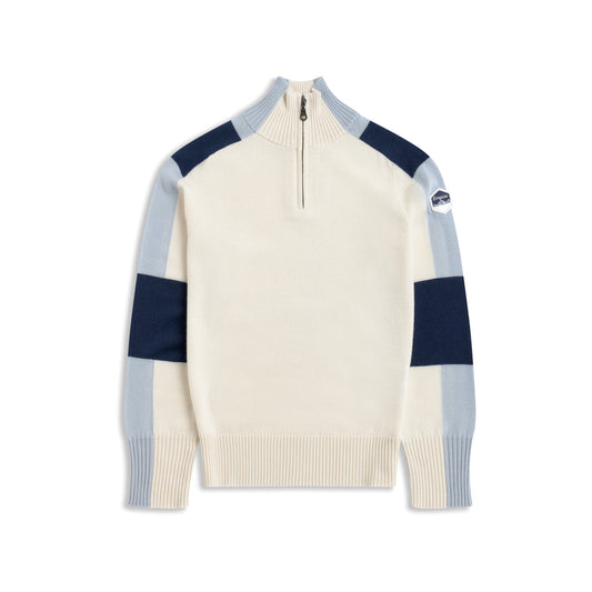 Bergans Lyderhorn Wool Half Zip Women Creme / Navy Blue