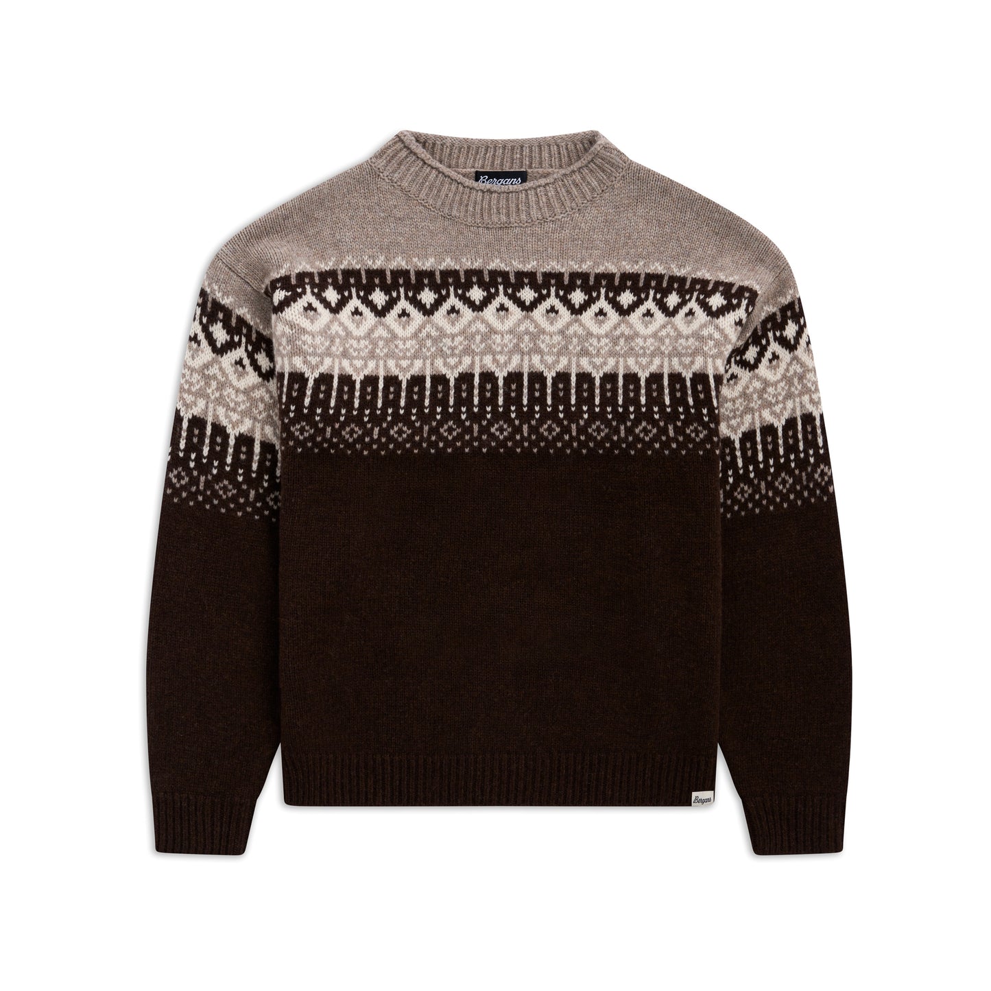 Bergans Steiro Knitted Wool Jumper Dark Chocolate / Creme