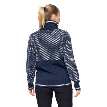 Bergans Alvdal Wool Women Half Zip Navy Blue/Vanilla White