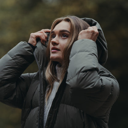 Bergans Urban Down Long Coat Women Green Mud