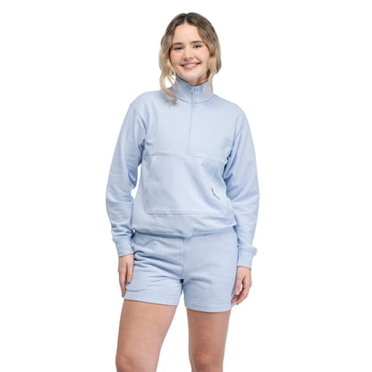 Bergans Midtli Midlayer Cropped Half Zip Women Cool Blue