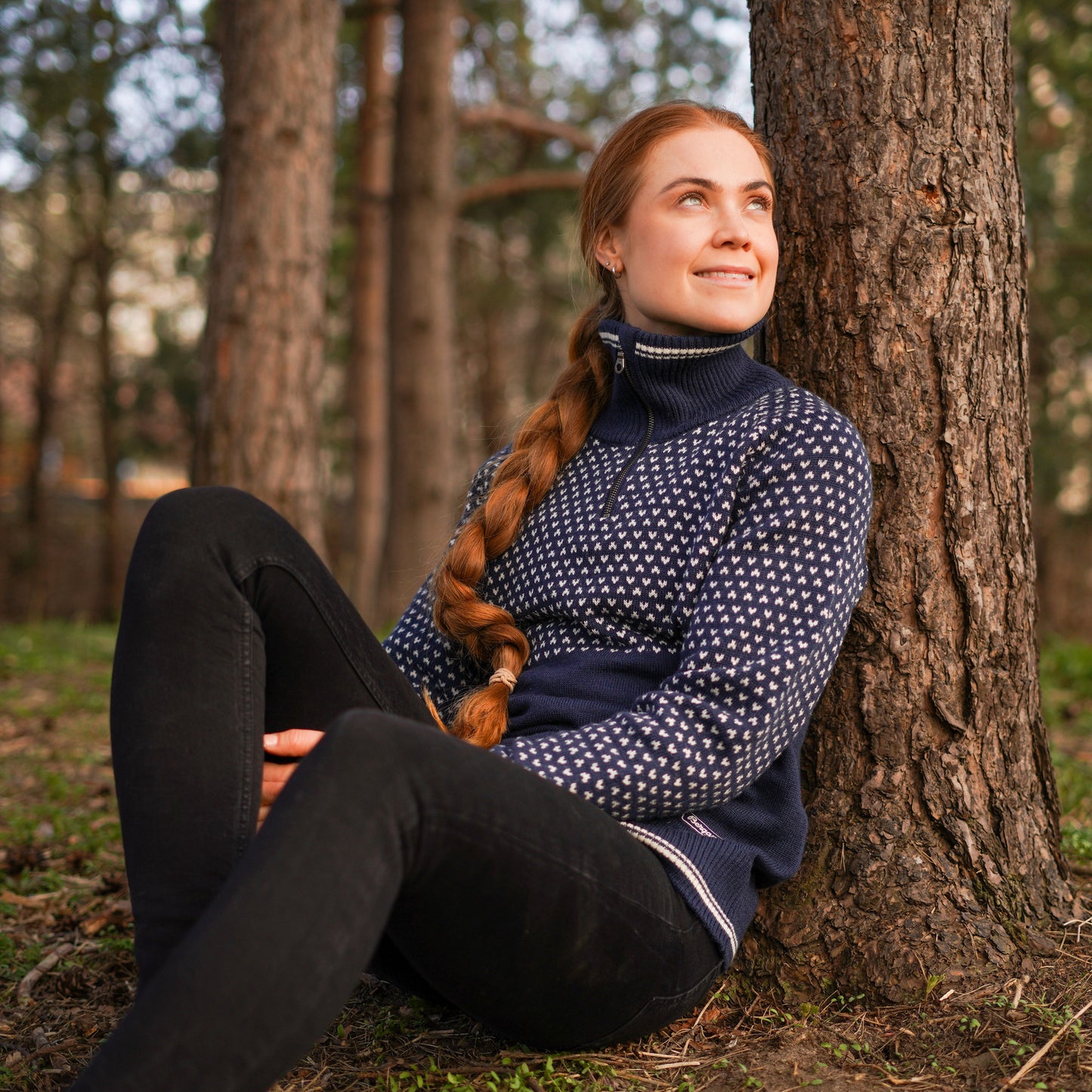 Bergans Alvdal Wool Women Half Zip Navy Blue/Vanilla White