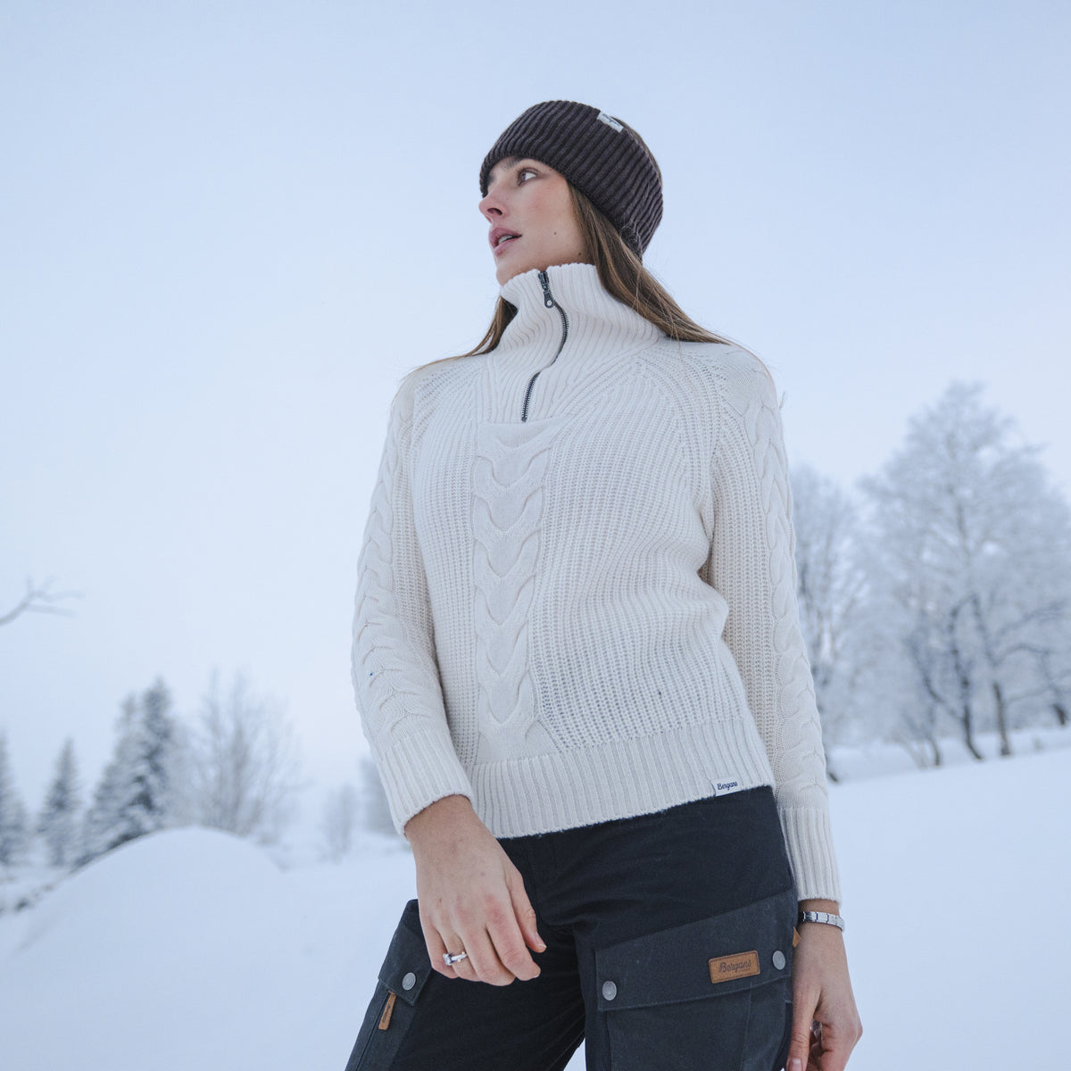 Bergans Milde Knitted Wool Half Zip Women Creme