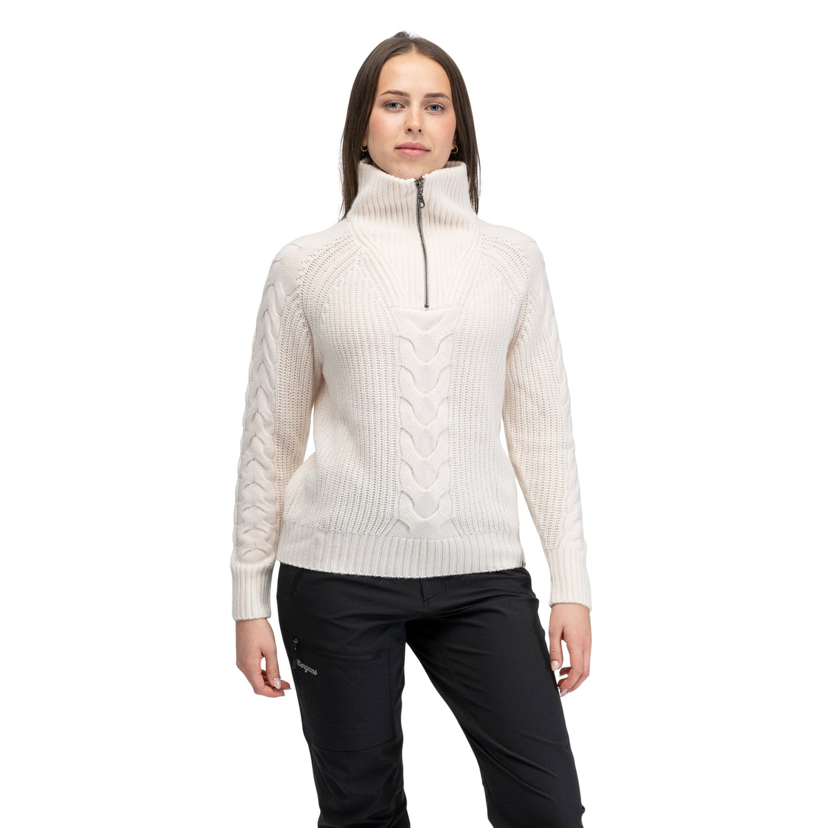 Bergans Milde Knitted Wool Half Zip Women Creme