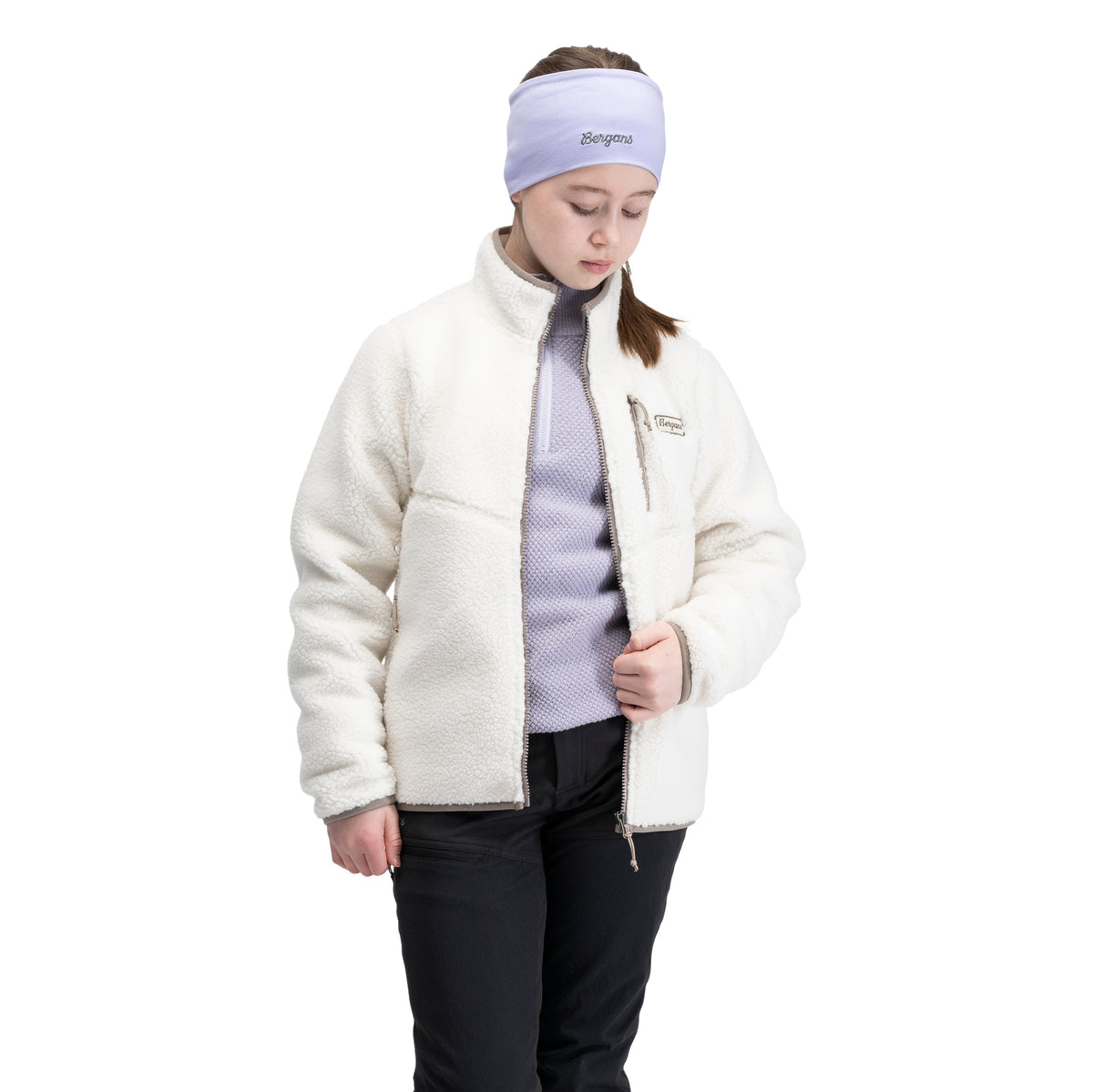 Bergans Lunnan Pile Fleece Jacket Junior Vanilla White