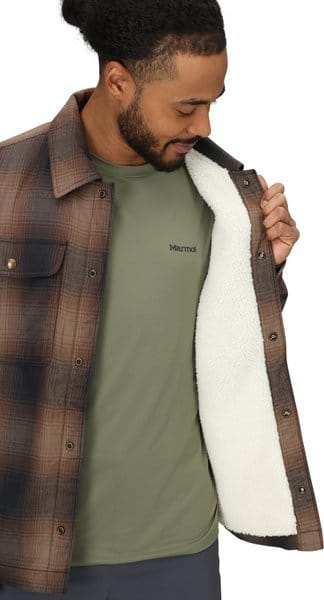 Marmot Men's Ridgefield Sherpa Flannel Shirt Jacket BLACK