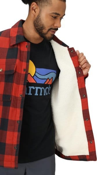 Marmot Men's Ridgefield Sherpa Flannel Shirt Jacket Sumac / Red