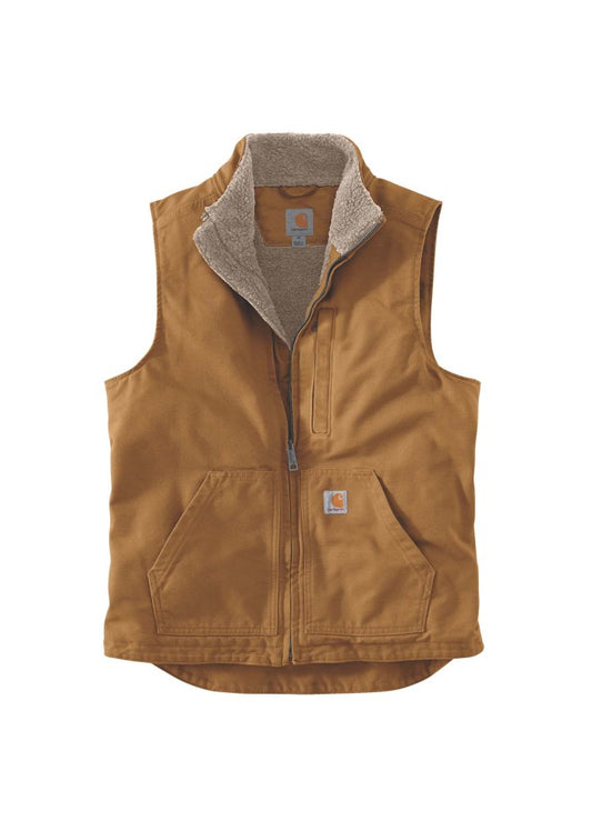Carhartt Washed Duck Lined Mock Neck Vest Brown